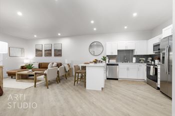 Kitchen and living room view